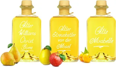 Produktbild von Obstler Trio 3 x 1L Alter Williams Mirabelle Streuobstler Fruchtig & sehr mild! 40% Vol.