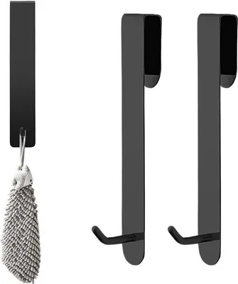 Produktbild von 2 Stück Duschklemmen für Glas und Wand - Badkabinen Handtuchhalter - Edelstahl - Schwarz