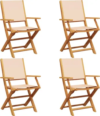 Produktbild von vidaXL Gartenstühle 4 Stk. Klappbar Beige Stoff und Massivholz