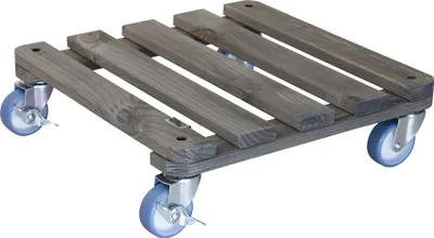 Produktbild von WAGNER Pflanzenroller VINTAGE 40 x 40 x 12 cm, für außen, Holz geriffelt, Softrollen, Bremse, Tragkraft 200 kg, EU Ware - 20709001