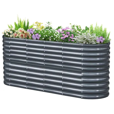 Produktbild von KING BIRD Hochbeet Verzinkter Stahl flanzkasten Gartenkasten 200 x 60 x 87 cm Grau Gartenbeet Frühbeet Garten für Blumen, Obst, Gemüse