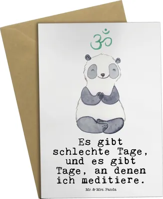 Produktbild von Mr. & Mrs. Panda Grußkarte Panda Meditieren - Weiß - Geschenk, genesungskarte, weihnachtskarten, Meditation, Grußkarten, einladungskarten, Meditationskurs, babykarte