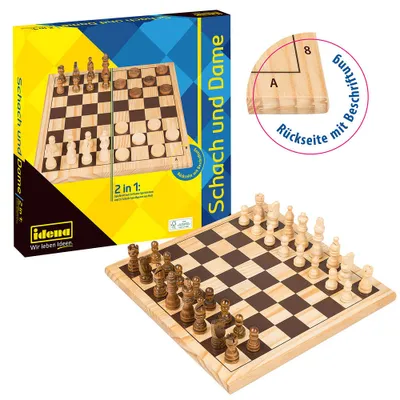 Produktbild von Idena 2in1 Schach und Dame Brettspiel