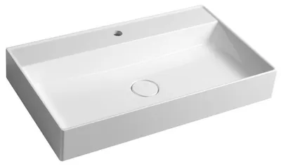 Immagine prodotto di TWIG lavabo in marmo fuso incl. coperchio di scarico 80x47cm, bianco