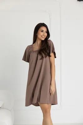 Produktbild von DOLCE SONNO Damen Nachthemd aus 100% Baumwolle – Parma Taupe S