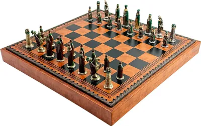 Produktbild von Italienisches Schachset Mittelalter + Schachbrett Schwarz/Braun 35