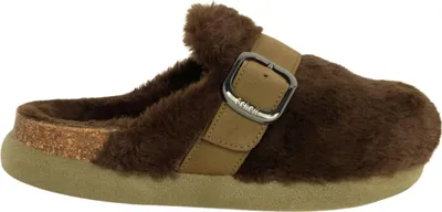 Zdjęcie produktu dla Klapki damskie Scholl Ivy Big Buckle skórzane z futerkiem zielone 36