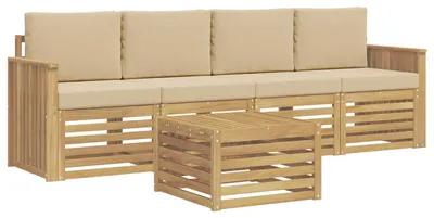 Obrázek produktu pro Sada venkovních křesel s polštáři, 5 kusů, barva béžová, materiál: polyester