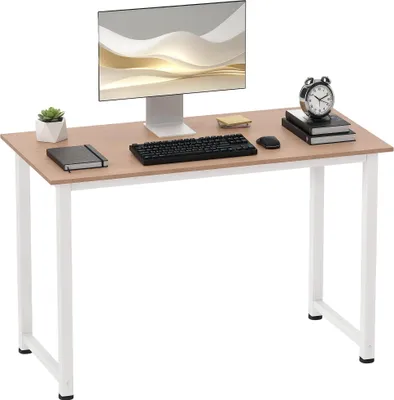 Image de HOMCOM Table d'ordinateur table de salle à manger 120L x 60l x 76H cm chêne et Blanc Multifonction Grand Plateau Cadre Robuste en métal