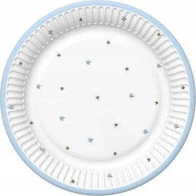 Produktbild von Blaue Stern-Pappteller 23cm 8St.