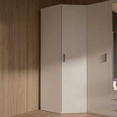 Produktbild von Forte TRAWEN Eck-Kleiderschrank 90, moderner Kleiderschrank, platzsparend, 1-türig, Schlafzimmer, Mehrzweckschrank, Holzwerkstoff, Weiß, 89,5 cm breit x 210,5 cm hoch x 89,4 cm tief