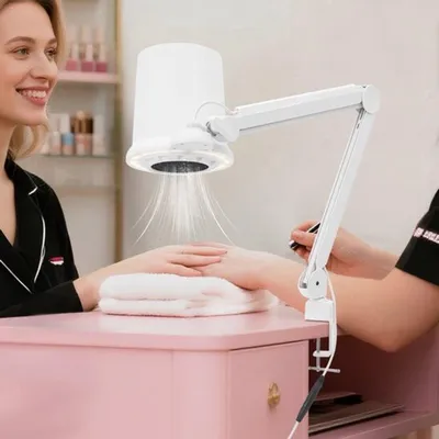 Immagine prodotto di Aspirapolvere professionale per unghie da 55W - Potente aspiratore da tavolo rosso con luce LED regolabile