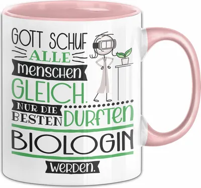 Produktbild von Biologin Geschenk Becher Tasse Gott Schuf Alle Menschen Gleich Nur Die Besten Durfeten Biologin Werden Geschenkidee Lustig (Rosa)
