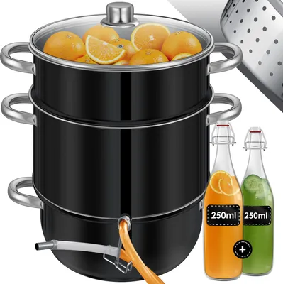 Produktbild von KESSER® Dampfentsafter 15 L Edelstahl Entsafter Saftpresse Inkl. 2x Bügelflasche Obst und Gemüse - für alle Herdarten geeignet auch Induktion| Ø 26cm | spülmaschinengeeignet Induktionsdampfentsafter