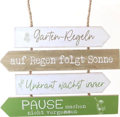 Produktbild von Spruchschild Holz B35cm H27cm Holzschild "Garten-Regeln" Garten Schild