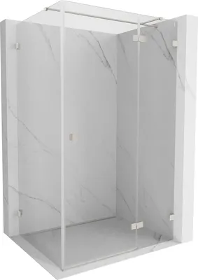 Produktbild von Mexen Lunar T Rechte Pendelduschtür 75 x 80 , transparent, gebürsteter Nickel - 834T-075-080-97-00-P
