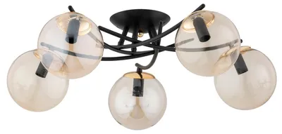 Immagine prodotto di Lampada da soffitto SAVI nero-ambra-oro 5xE14x10W in vetro, dimensioni: 22x65x65 cm, IP20, Alfa