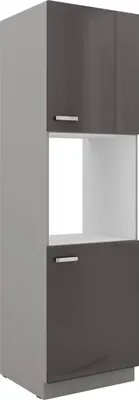Produktbild von Küchen Hochschrank 60cm Hochglanz Grau Küchenzeile Küchenblock Küche Grey Bianca