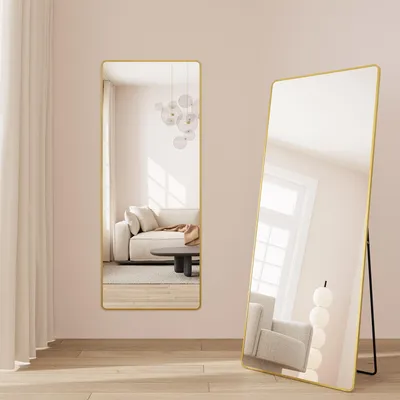 Produktbild von SONGMICS Ganzkörperspiegel, 165 x 60 cm, rechteckiger Standspiegel, Rahmen aus Aluminiumlegierung, Hartglas, für Schlafzimmer, Wohnzimmer