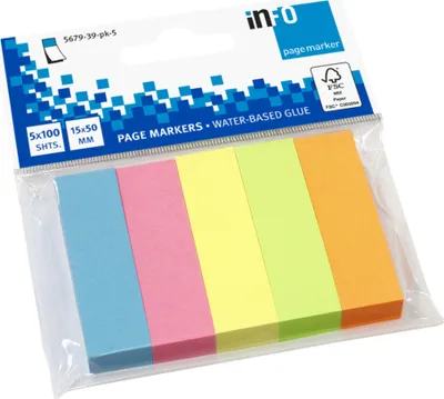 Produktbild von inFO Brillantmix Haftmarker farbsortiert 5x 100 Streifen