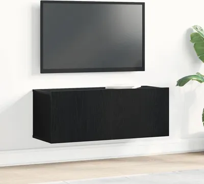 Immagine prodotto di Maison Exclusive - Mobile TV 80 x 30 x 30 cm, colore nero, finitura effetto legno di quercia, realizzato in materiale composito