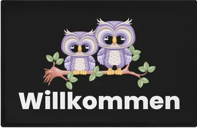 Produktbild von Trendation - Willkommen Eulen Grafik Fußmatte Geschenk Schöne Fussmatte Außen und Innenbereich 60x40 cm