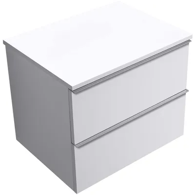 Immagine prodotto di CERANO - Mobile da bagno Velora - bianco opaco, maniglia cromata + piano in marmo lit. Elanys - 12 mm - bianco opaco - 70x54,2x46,5 cm