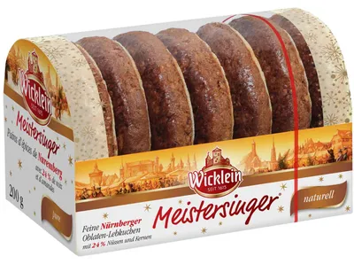Produktbild von Wicklein Meistersinger Feine Nürnberger Oblaten-Lebkuchen naturell 200g