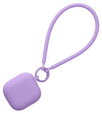 Produktbild von kwmobile Hülle kompatibel mit Apple Airpods 4 Kopfhörer - Silikon Schutzhülle Etui Case Cover - mit Handschlaufe Violett