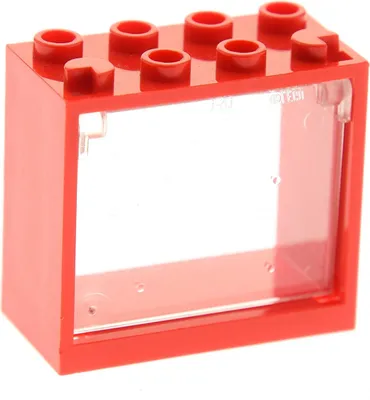 Produktbild von 1x Lego Fenster Rahmen 2x4x3 rot Scheibe transparent weiß 60603 4528164 60598