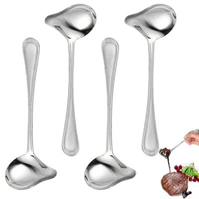 Immagine prodotto di Set di 4 cucchiai per salse in acciaio inossidabile, con beccuccio dosatore