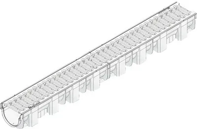 Produktbild von Hauraton TOP x Kunststoffrinne aus PP mit Klemm Stegrost verzinkt silberfarben 1000 mm x 119 mm x 89 mm