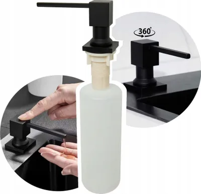 Immagine prodotto di DISTRIBUTORE DI SAPONE PER LAVASTOVIGLIE SEKRET NERO QUADRATO 400 ml PER LA CUCINA