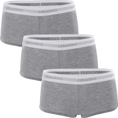 Produktbild von Celodoro Damen Panty mit Webgummi-Bund (3er Pack), Sport Boxer Slip - Grau L