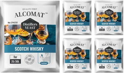 Produktbild von Scotch Whisky Distillers Yeast ALCOMAT Scotch Whisky Alkohol Hefe | Gärhefe | Brennhefe | auf 25/30 Liter | hohe Alkoholtoleranz, über 15%, 5 Stück
