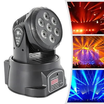 Obrázek produktu pro 7 × 10W jevištní osvětlení RGBW 4 v 1 LED pohyblivá hlava pohyblivé jevištní světlo (DMX512, dálkové ovládání, Master/Slave, samostatný blesk, automatické) pohyblivé hlavy Lixada, světelný efekt, DJ efekt