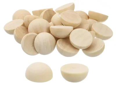 60 halbrunde Holzkugeln 25 mm, unbehandelt, für DIY-Basteln