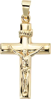 Produktbild von Anhänger Kreuz Jesus Jesuskreuz 333 Gold Gelbgold glänzend Uni