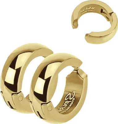 Produktbild von Creolen Clip Ohrringe Edelstahl Herren Damen Fake Klappcreolen Ohrclip gold