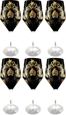 Produktbild von Pompöös by Casa Padrino Luxus Rotweinglas Set Schwarz / Gold Ø 8,7 x H. 20,3 cm - Weingläser mit 24 Karat Vergoldung - Pompööse Weingläser designed by Harald Glööckler