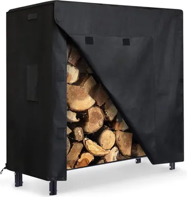 Image de Housse pour support à bois, 4 pieds, Oxford 600D, robuste, pour l'extérieur, imperméable, protection extérieure toutes saisons pour support à bois, 122 cm x 61 cm x 107 cm
