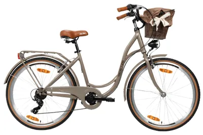 Produktbild von Goetze Mood 26 Zoll City Bike, 17 Zoll Tiefeinsteiger, 6-Gang Shimano Tourney, V-Bremse, LED-Beleuchtung, Gepäckträger, Korb mit Bezug