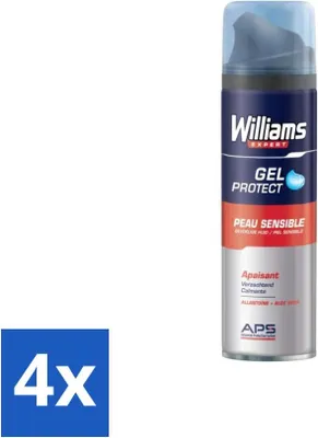 Imagen del producto de Williams, gel de afeitar para pieles sensibles, 200 ml, pack económico de 4 unidades