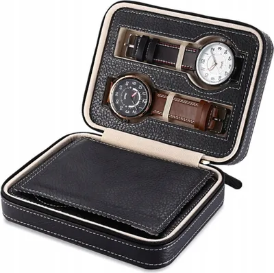 Image de Étui de voyage noir 4 montres organisateur compact