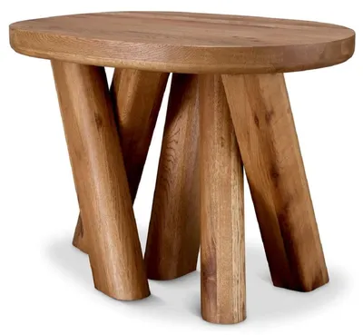 Image de Casa Padrino Luxe Table d'Appoint en Bois Massif Marron 65 x 50 x H. 49,5 cm - Table d'Appoint en Chêne - Meubles de Salon - Meubles de Luxe - Qualité Luxe