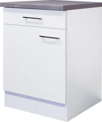 Obrázok produktu pre Kuchynská skrinka dolná so šuplíkom a dvierkami Flex Well Varo ŠxHxV 60 x 60 x 86 cm čelo biela matná korpus biela