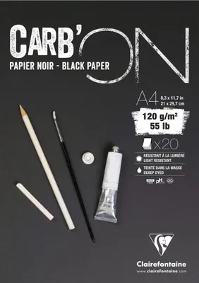 Zdjęcie produktu dla Clairefontaine Carbon Glued Pad Szkicownik 20 A4 120 g