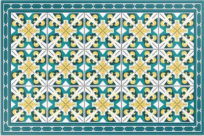 Produktbild von Geometrische rhombus bunte fliesen – Vinylteppich – 150x225 cm – Outdoor Teppich – Terrasse – Wetterfest – Modern
