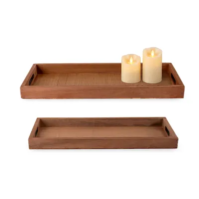 Immagine prodotto di 1.04 Set di 2 vassoi in legno - circa 50 e 45 cm - Decorazione da tavolo