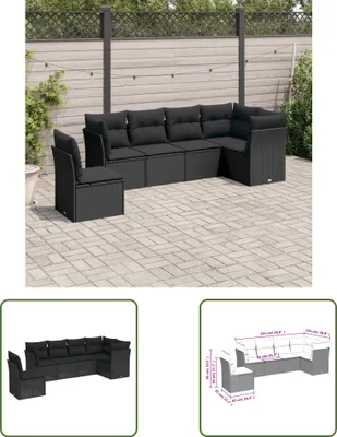 Produktbild von The Living Store 6-tlg. Garten-Sofagarnitur mit Kissen Schwarz Poly Rattan